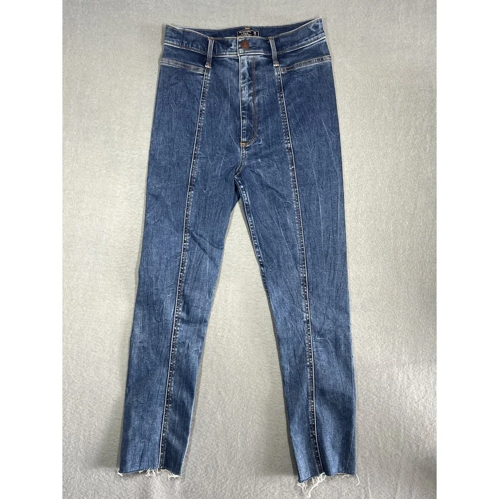 Abercrombie & Fitch Women's 26S Super Skinny Ankle Jeans Ultra‎ High Rise Seamed